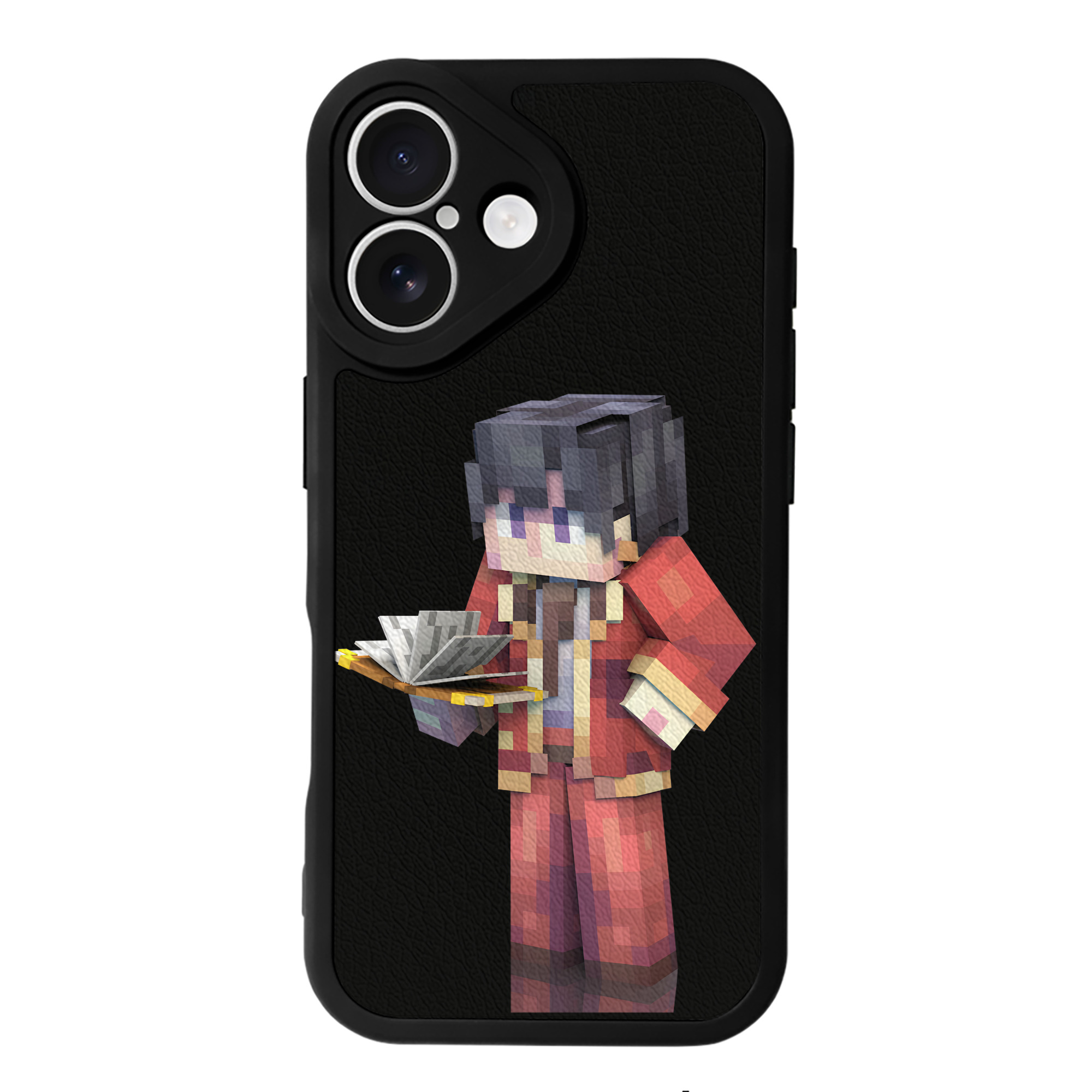 （画像用） マインクラフト ブロックの世界 Minecraft MC Block world 【iPhone 16シリーズ対応】シリコンスマホケース（レザー調） 材質：シリコン